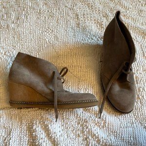 Leather closed toe wedges